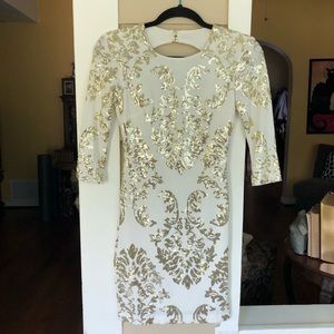 B. Darlin White with Gold Sequins HC/Prom Dress